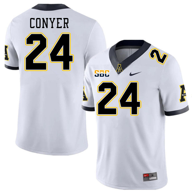 Appalachian State Mountaineers #24 Cristian Conyer College Football Jerseys Stitched-White Appalachian State Mountaineers #24 Cristian Conyer College Football Jerseys Stitched-White